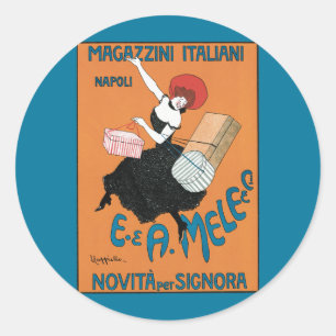 Sticker Rond Art Nouveau vintage, Mode femme italienne
