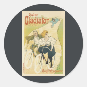 Sticker Rond Art Nouveau vintage, Vélos Gladiateur Cycles