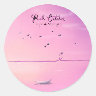 Sticker Rond Art pastel Octobre rose