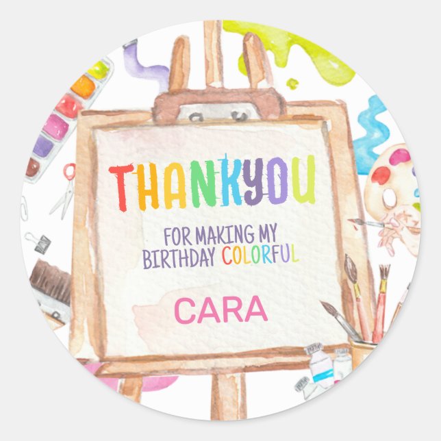Sticker Rond Art Peinture fête d'anniversaire (Devant)