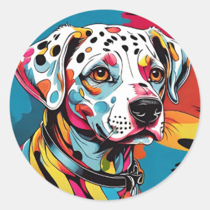 Sticker Rond Art pop dalmate audacieux et brillant