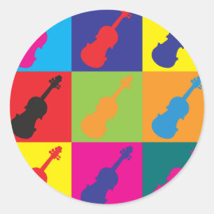Sticker Rond Art pop violon