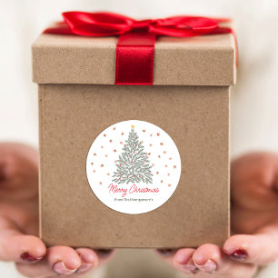 Sticker Rond Art populaire scandinave Arbre de Noël Nom de fami