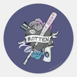 Sticker Rond Art "putréfié" de tatouage du peloton   Harley