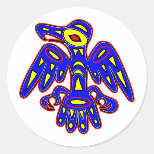 Sticker Rond Art rupestre, Dessin d'oiseaux anciens