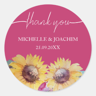 Sticker Rond Art Rustique Artistique Tournesol Aquarelle Art