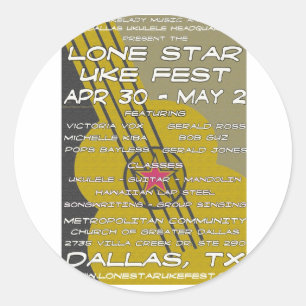 Sticker Rond Art solitaire d'affiche de Fest d'Uke d'étoile