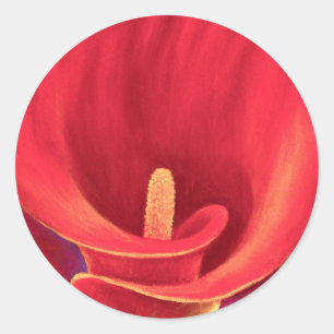 Sticker Rond Art tropical de fleur de lis rouge de Cala - multi