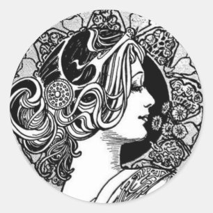 Sticker Rond Art vintage Nouveau