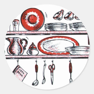 Sticker Rond Art Whimsical Vieux