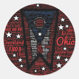 Sticker rond Art Word State of Ohio, brillant