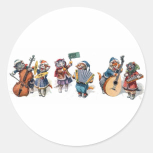 Sticker Rond Arthur Thiele - Chats jouant des instruments de mu
