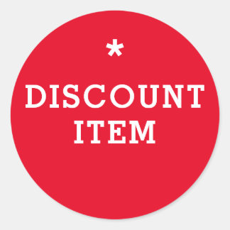 Sticker Rond Article de remise ronde rouge et blanc