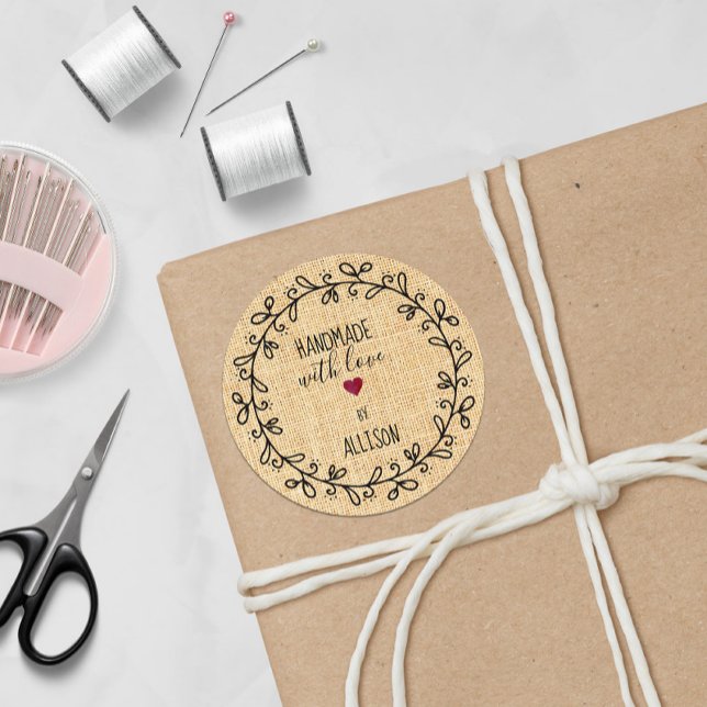 Sticker Rond Artisanat artisanal avec amour Artisanat Faux Pers (Créateur téléchargé)