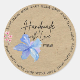 Sticker Rond Artisanat Kraft Personnalisé Avec Amour