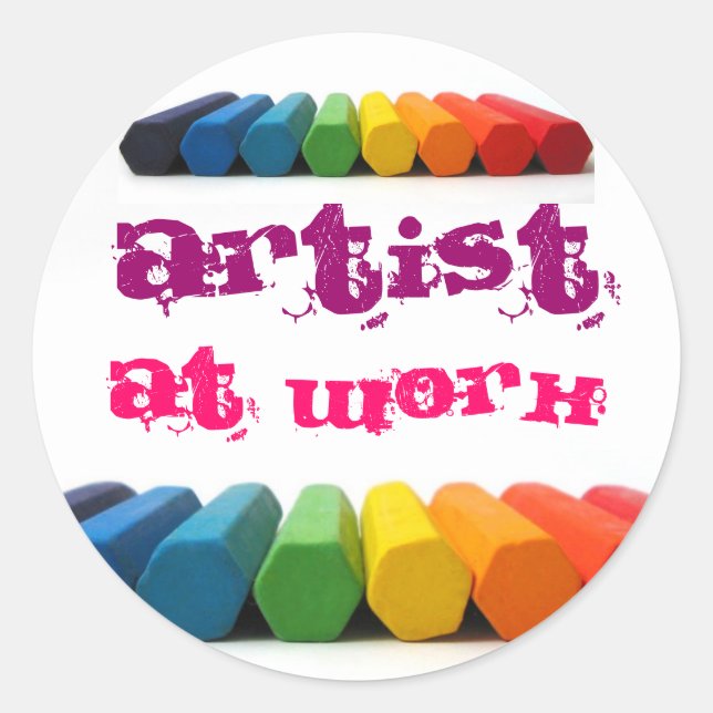 Sticker Rond Artiste au travail (Devant)