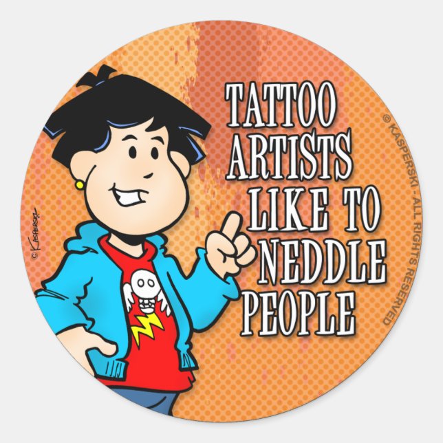 Sticker Rond Artiste du tatouage (Devant)