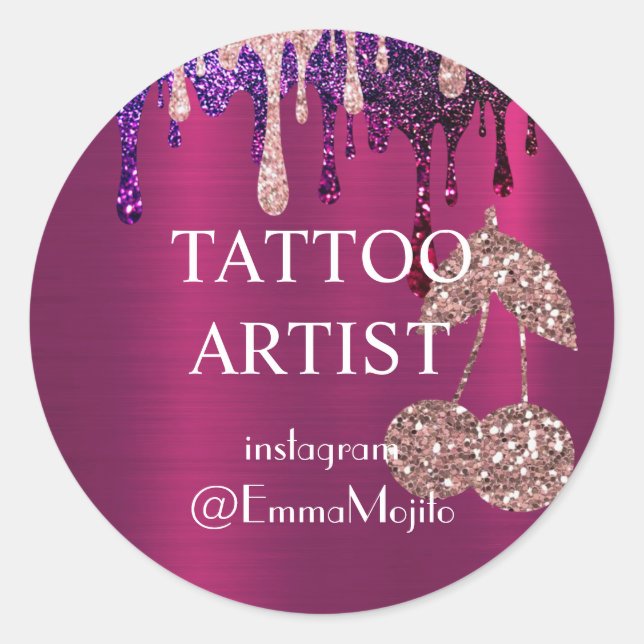 Sticker Rond Artiste du tatouage (Devant)