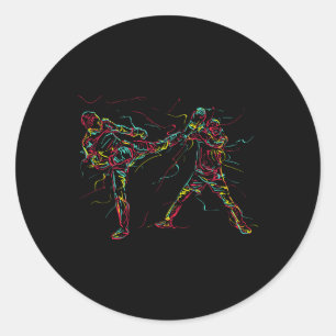 Sticker Rond Artiste martial d'art abstrait Karaté