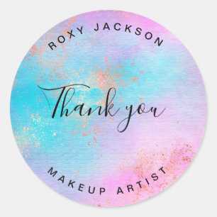Sticker Rond Artiste rose moderne de maquillage d'aquarelle en 