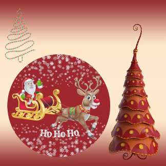 Sticker Rond Artistes de la partie rouge des Rennes de Noël de 