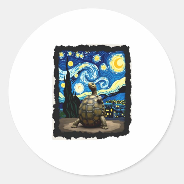 Sticker Rond Artistic Turtle Shirt  Starry Night Turtle (2) (Devant)