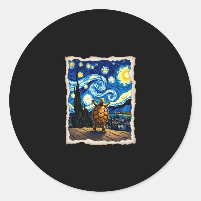 Sticker Rond Artistic Turtle Shirt  Starry Night Turtle (3) (Devant)