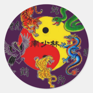 STICKER ROND ARTS MARTIAUX 5 ANIMAUX