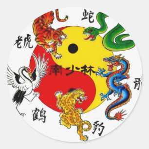 STICKER ROND ARTS MARTIAUX 5 ANIMAUX