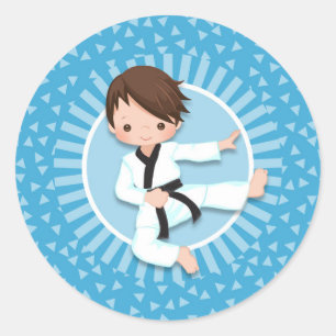 Sticker Rond Arts martiaux Brown de judo de garçon de karaté 