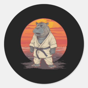 Sticker Rond Arts martiaux de hippo de kickboxing Karaté Jiu-ji