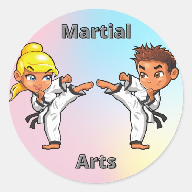 Sticker Rond Arts martiaux garçon et fille (Devant)