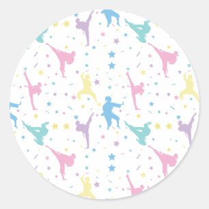 Sticker Rond Arts martiaux Karate Étoiles Abstraites Étincelles