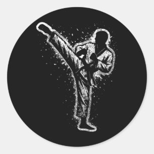 Sticker Rond Arts martiaux Karate Kick Taekwondo Belt