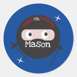 Sticker Rond Arts Martiaux Karaté Ninja Garçons Anniversaire  