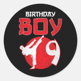 Sticker Rond Arts Martiaux Karaté Taekwondo 9 Ans Anniversaire