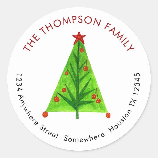 Sticker Rond Artsy Christmas Nom de retour Adresse (Devant)