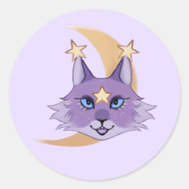 Sticker Rond Artsy Star Chat Whimsigoth (Devant)