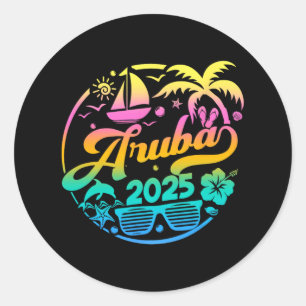 Sticker Rond Aruba 2025 Family Vacation Beach Matching Group