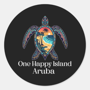 Sticker Rond Aruba One Happy Island Aruba Souvenir Vacances Me