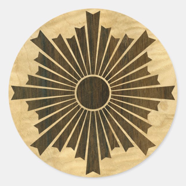 Sticker Rond Asahiko Kamon Jaune Crest Bois Veneer (Devant)