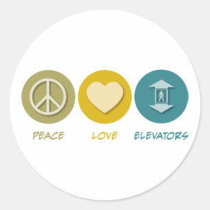 Sticker Rond Ascenseurs Peace Love
