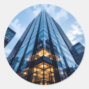 Sticker Rond Ascension de Verre – Architecture Moderne en Verre