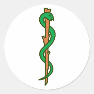 Sticker Rond Asclepius staff