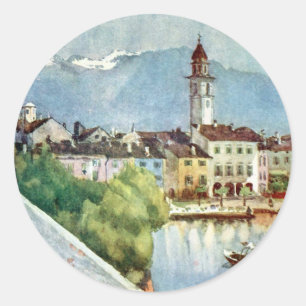 Sticker Rond Ascona Suisse sur le lac Maggiore, 1918
