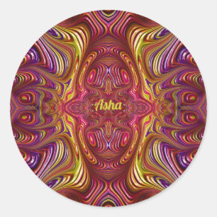 Sticker Rond ASHA ~ Conception fractale multicolore ~