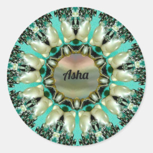 Sticker Rond ASHA ~ Motif Abstrait lumineux ~ Personnalisé