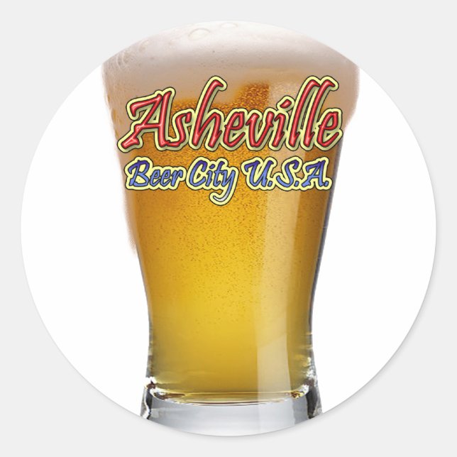 Sticker Rond Asheville Beer City USA (Devant)