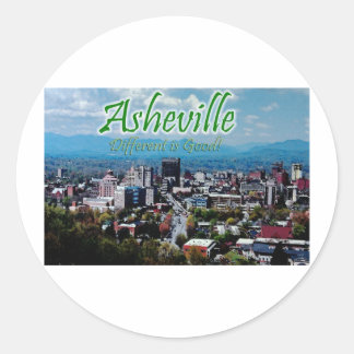 Sticker Rond Asheville...Différent est bon !