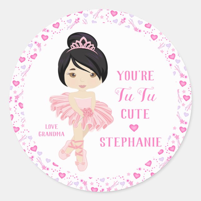 Sticker Rond Asiatique Tu Cute Ballerina (Devant)